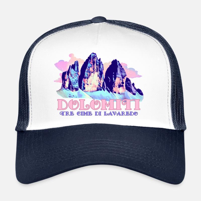 Dolomiten Drei Zinnen Tre Cime di Lavaredo Wandern - Trucker Cap - Weiß/Navy