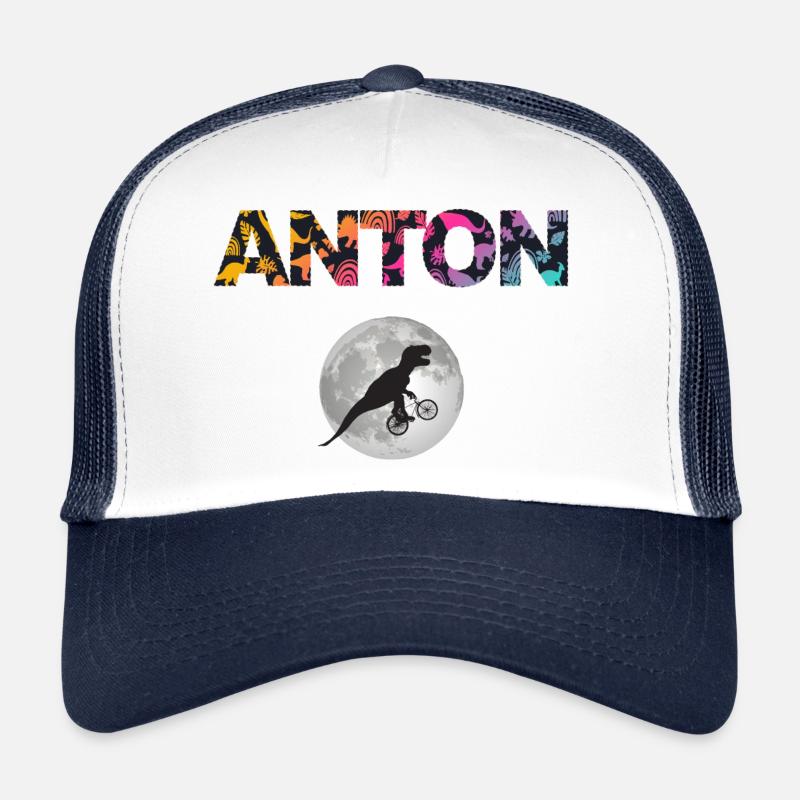 ANTON - Beautiful boy name with dinosaur Trucker Cap