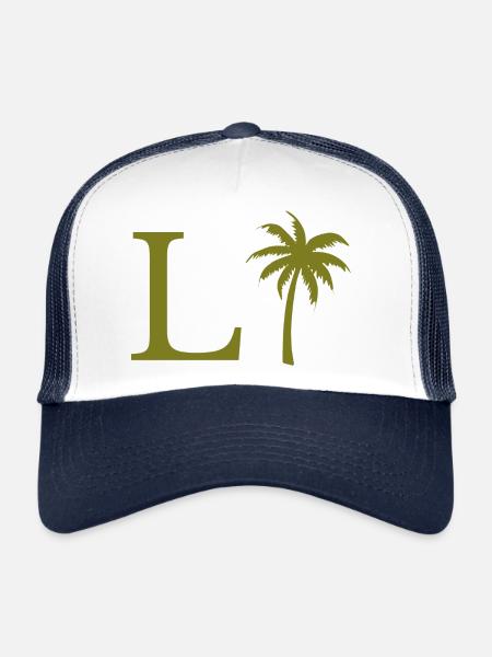 Letter l Green Palm - Trucker Cap - white/navy - Front