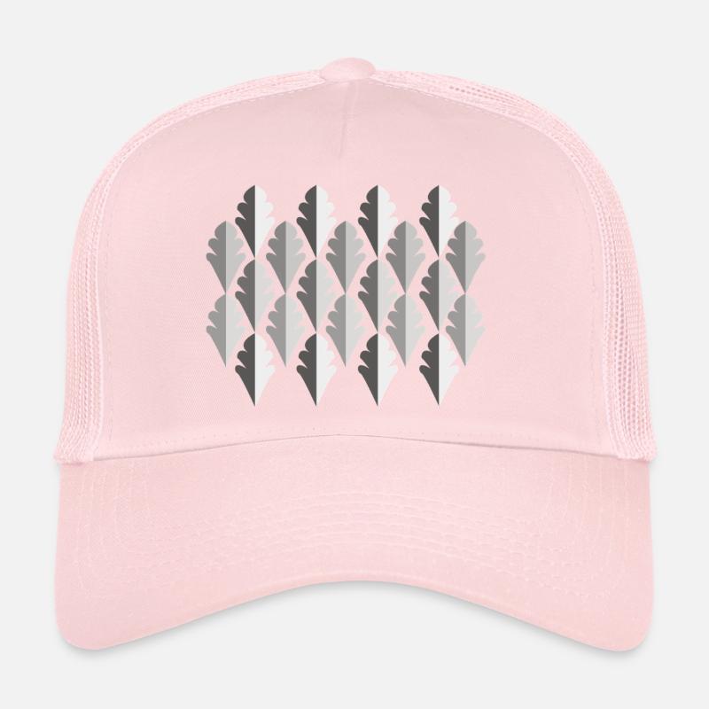 Élégant motif de feuilles dans les tons de gris Casquette trucker 