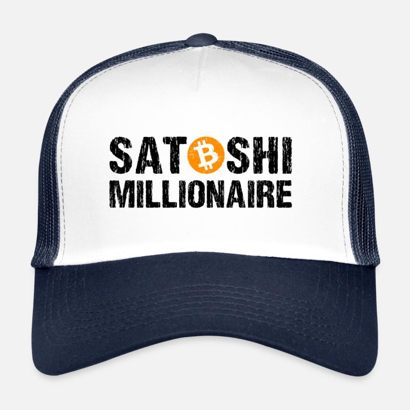 Satoshi Millionaire Cryptomonnaie Bitcoin Casquette trucker 