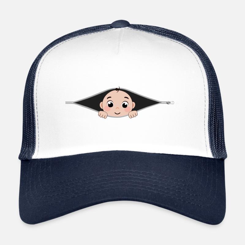 Ich bin schwanger ist ein Junge - Baby schaut heraus - Trucker Cap - Weiß/Navy
