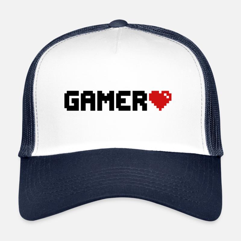 Gamer Pixel Heart Gaming Casquette trucker 