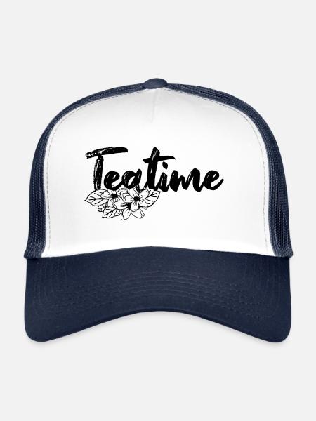 Teatime Tea Leaves Tea Drinker motto - Trucker Cap - white/navy - Front
