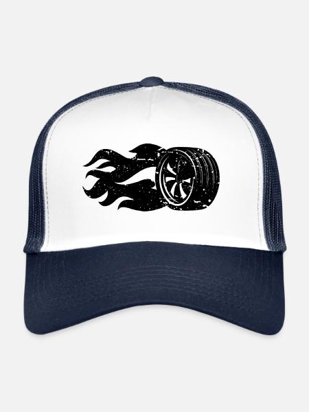 Burning Tire Flames Motorsport - Casquette trucker  - blanc/marine - Devant