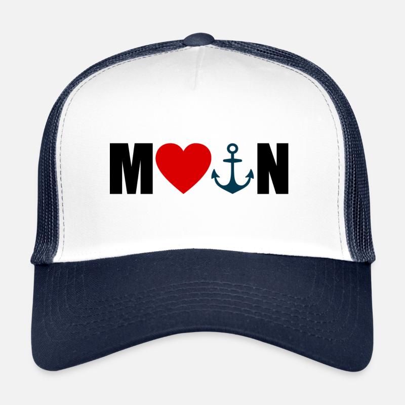 MOIN mit Herz und Anker - Trucker Cap - Weiß/Navy