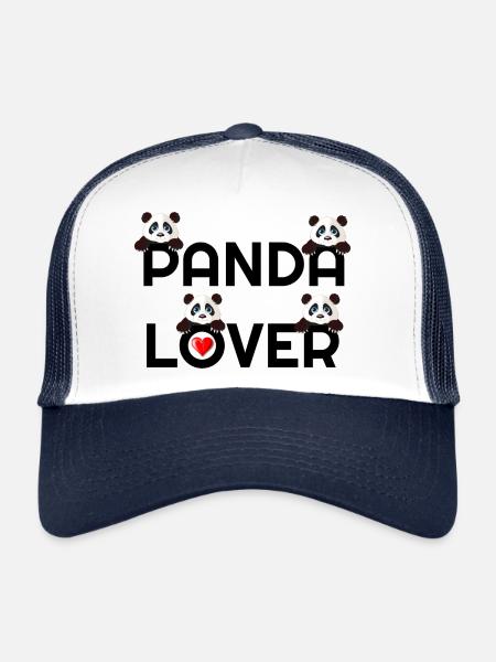 I Love Pandas, Pandas, Panda Lover, Panda Hoodies, - Trucker Cap - white/navy - Front
