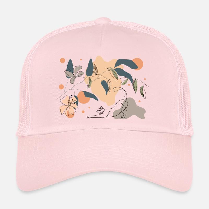 Printemps, chat et fleurs Casquette trucker 
