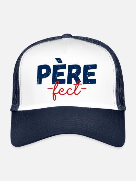 Père fect cadeau pour papa - Casquette trucker  - blanc/marine - Devant