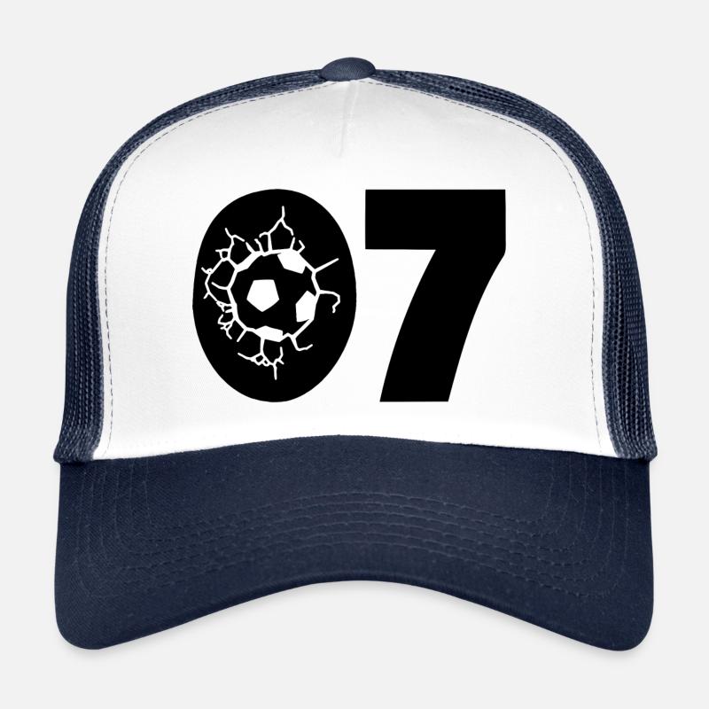 Fussball Trikot Nummer 07 - Trucker Cap - Weiß/Navy