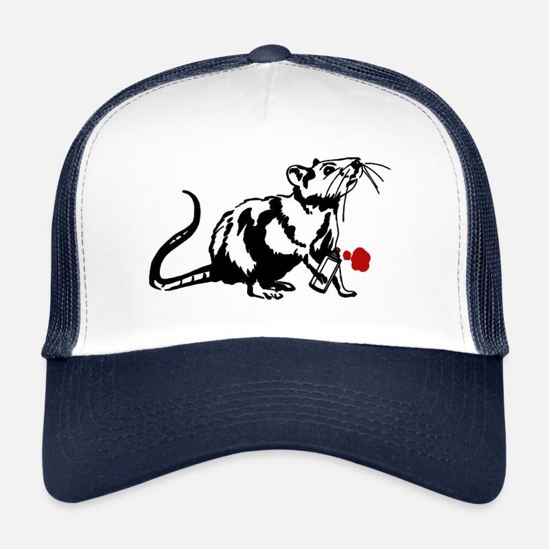 Street Art Rat with Graffiti Can Trucker Cap