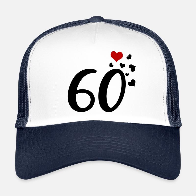 60th birthday anniversary hearts 60 - Trucker Cap - white/navy