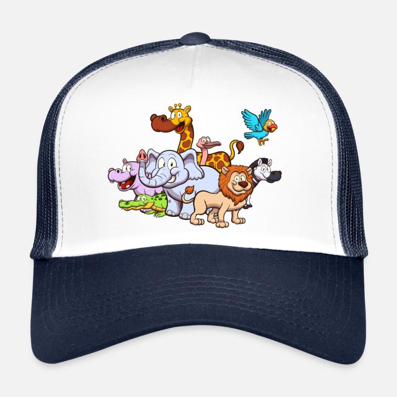 Safari-Tiere - Trucker Cap - Weiß/Navy