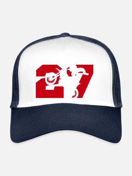 Moto 27 motard - Casquette trucker  - blanc/marine - Devant