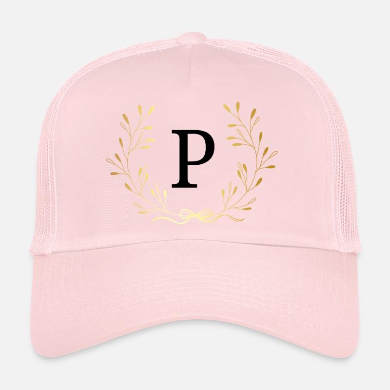 Lettre p couronne Floral doré Casquette trucker 