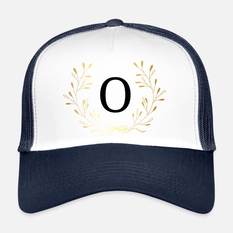 Letter o Gold Floral Crown Trucker Cap