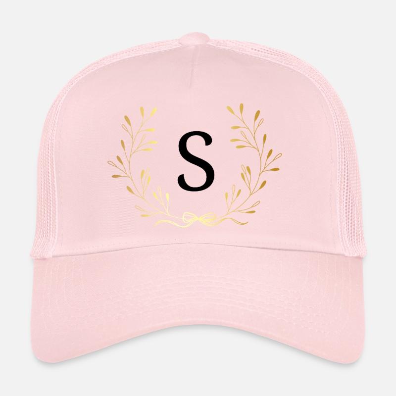 Buchstaben s Gold Blumenkrone Trucker Cap