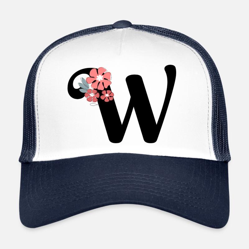 Buchstabe w Minimalistische Blumen Trucker Cap