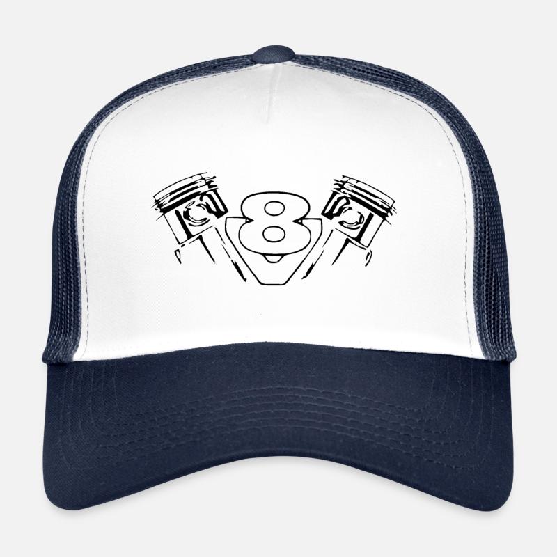 V8 Motor - Trucker Cap - Weiß/Navy