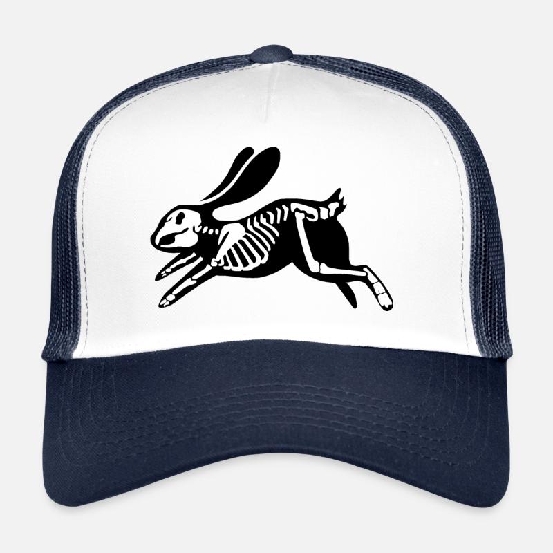 Squelette de lapin noir. Casquette trucker 