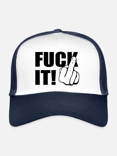 FUCK IT middle finger - Trucker Cap - white/navy - Front