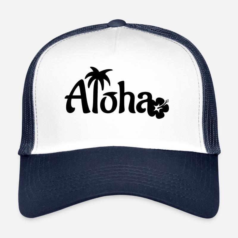 Aloha Beach Tropical Paradise Motto - Trucker Cap - Weiß/Navy