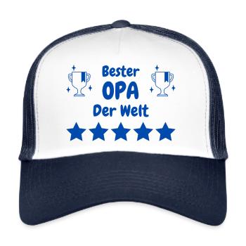 Bester Opa der Welt - Trucker Cap - Weiß/Navy - Vorne