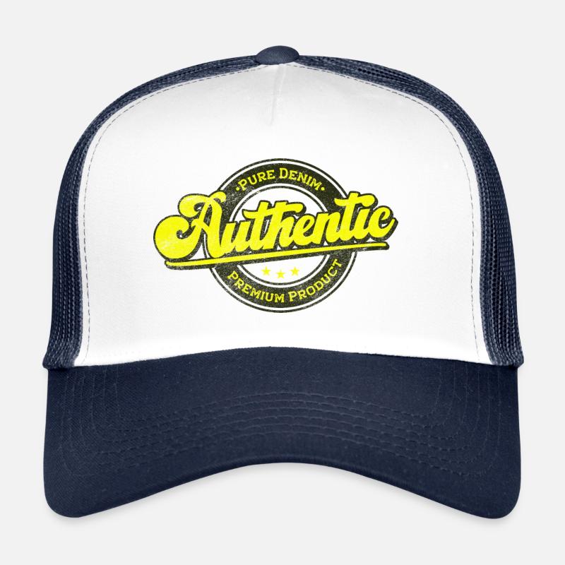 Authentisches Premiumprodukt aus reinem Denim gelb - Trucker Cap - Weiß/Navy