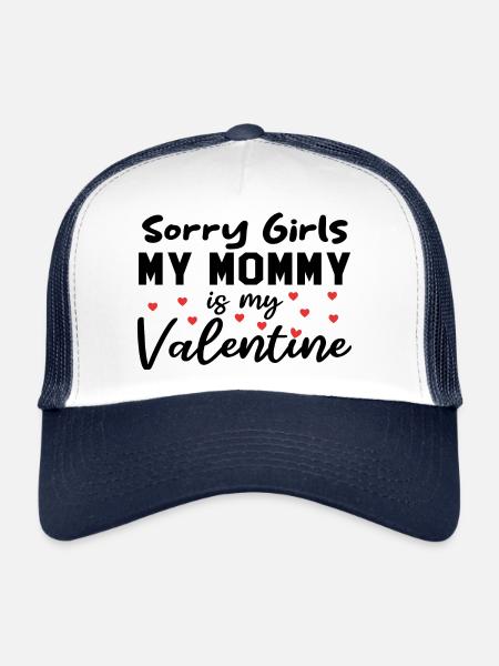Désolé les filles Ma maman est ma Saint-Valentin - Casquette trucker  - blanc/marine - Devant