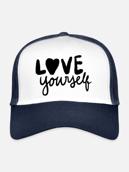 Love your self - Casquette trucker  - blanc/marine - Devant