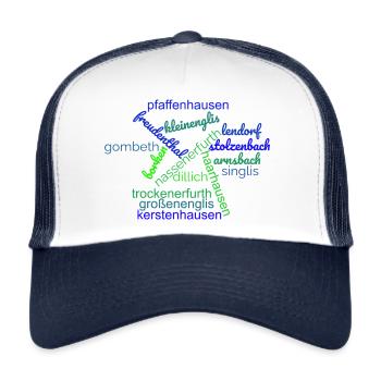 Wordcloud Stadt Borken mit Stadtteilen - Trucker Cap - Weiß/Navy - Vorne