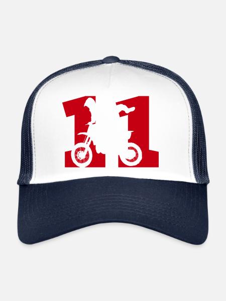 Moto 11 motard - Casquette trucker  - blanc/marine - Devant