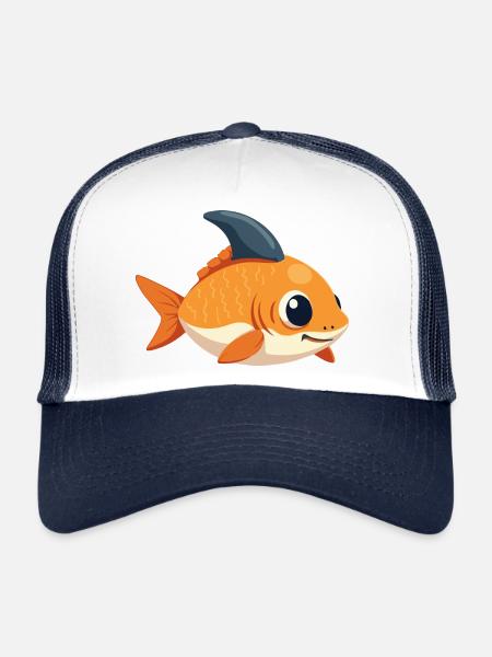 Goldfish with shark fin – Dare to be different - Trucker Cap - white/navy - Front