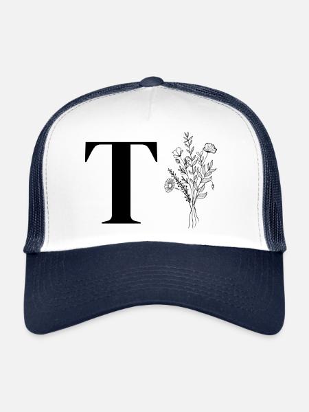 Minimalist flower lette - Trucker Cap - white/navy - Front