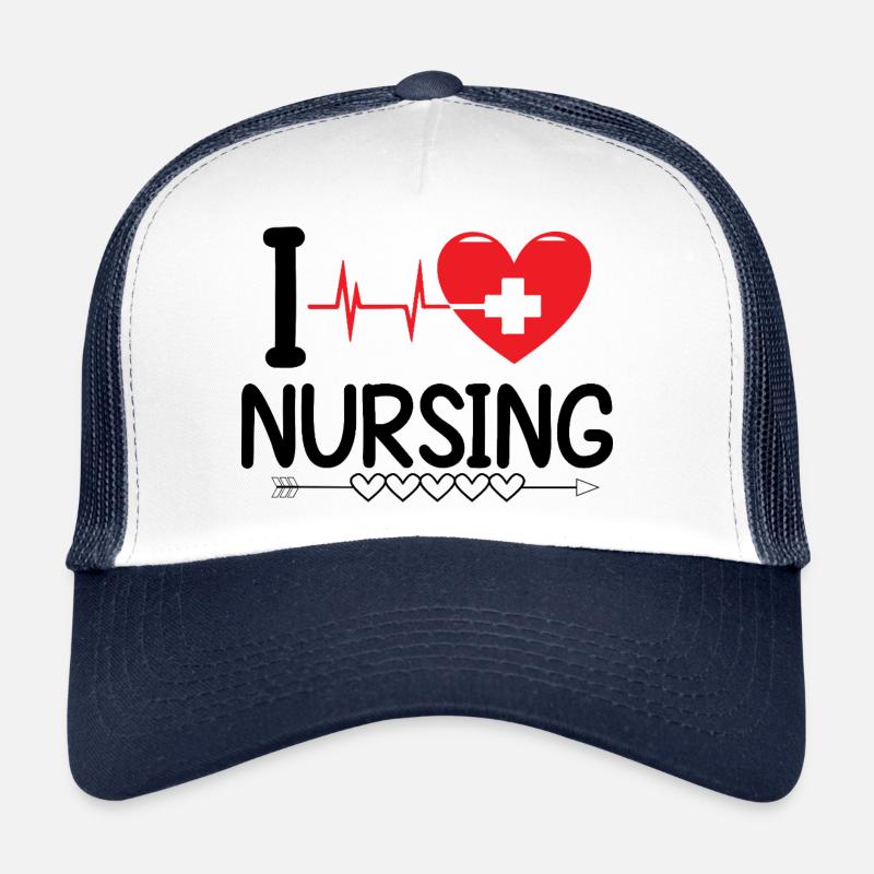 i love nursing - Casquette trucker  - blanc/marine