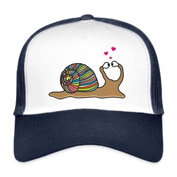 Funny Snail in Love - Trucker Cap - white/navy - Front
