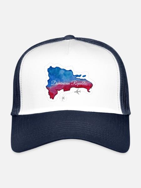 Map blue red Dominican Republic - Trucker Cap - white/navy - Front