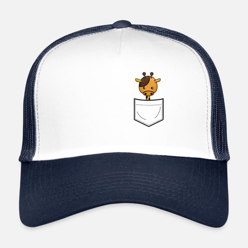 Giraffe in breast pocket black - Trucker Cap - white/navy
