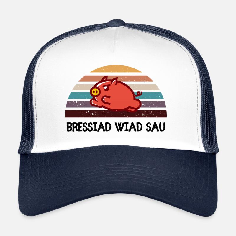 Bressiad wiad sau - bayerischer Spruch - Trucker Cap - Weiß/Navy