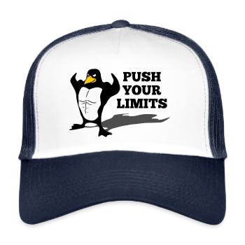 Push your limits bodybuilding penguin - Trucker Cap - white/navy - Front