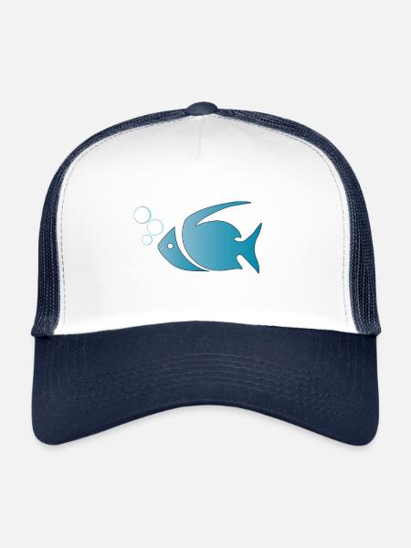 Poisson, aquarium, passe-temps d'aquarium - Casquette trucker  - blanc/marine - Devant