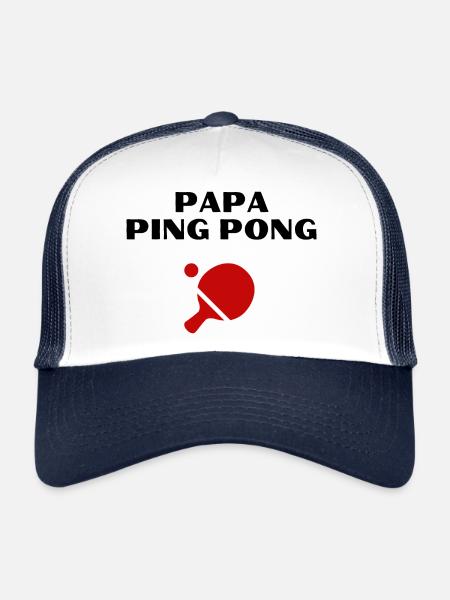 Papa Ping pong tshirt - Trucker Cap - Weiß/Navy - Vorne