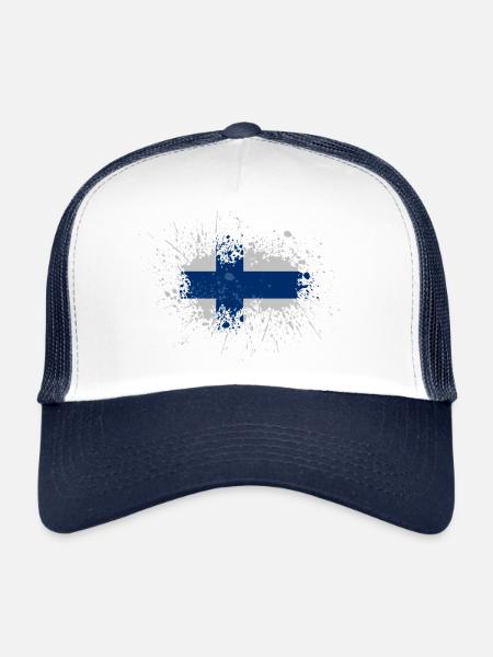 Flagge von Finnland - Trucker Cap - Weiß/Navy - Vorne