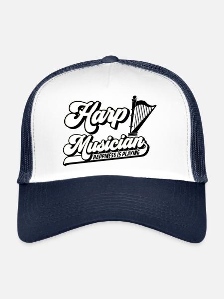 Harpiste Musicien Joueur de Harpe Harpe | Couleur modifiable - Casquette trucker  - blanc/marine - Devant