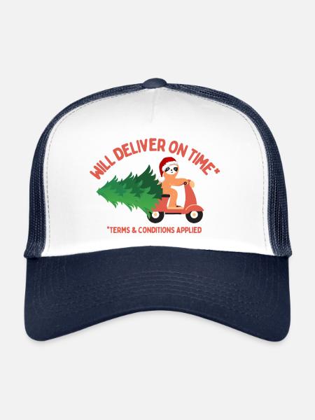 Sloth Will Deliver Christmas Tree On Time - Trucker Cap - white/navy - Front