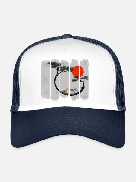 Kitsune - Casquette trucker  - blanc/marine - Devant