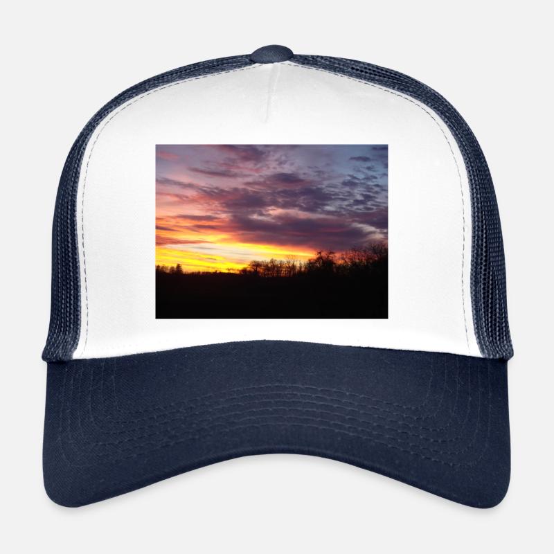 Coucher de soleil en hiver - Casquette trucker  - blanc/marine