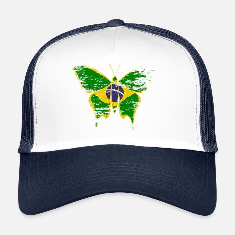 Drapeau du Brésil papillon utilisé Casquette trucker 