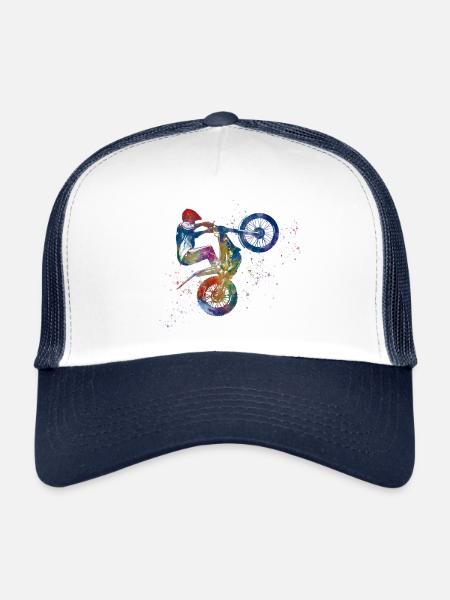 Vélo d’essai aquarelle - Casquette trucker  - blanc/marine - Devant