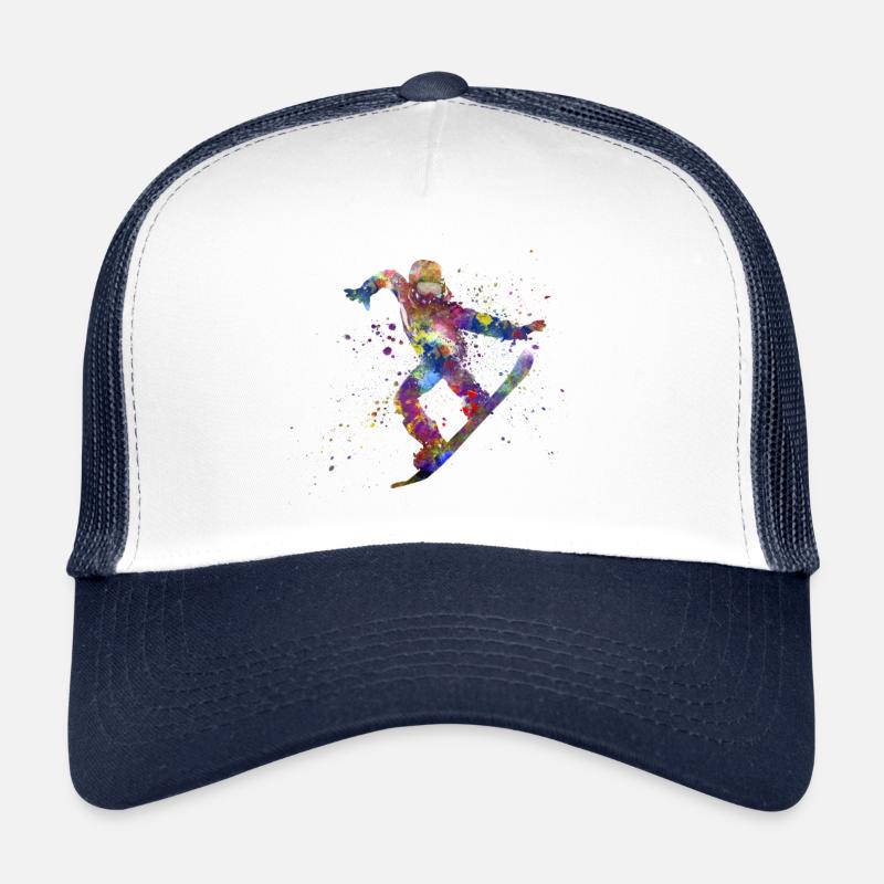 Snowboard à l’aquarelle Casquette trucker 